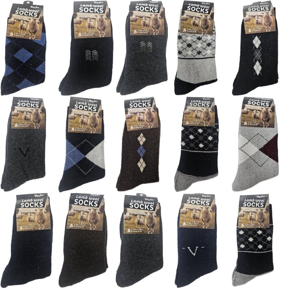 15 Pairs Men’s Lamb Wool Crew Socks – Warm Thermal Winter Dress Casual, Assorted